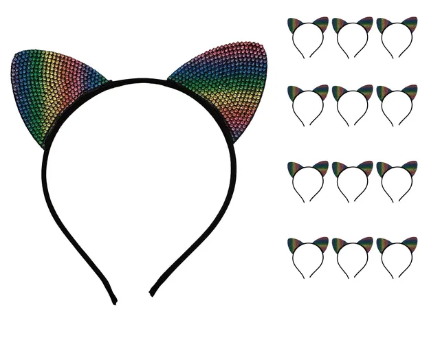 katzenohren-rainbow-haarreif-bunt-12er-set-glitzer image 1