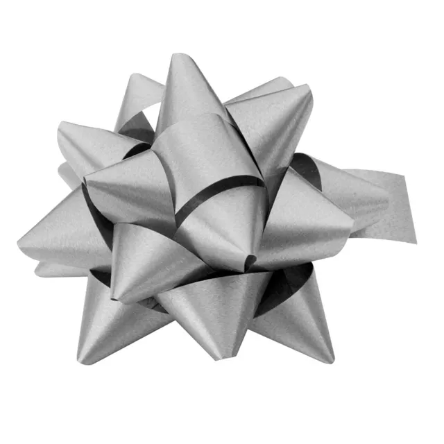 goldina-polyband-rosette-matt-70mm-geschenkband-silber image 1