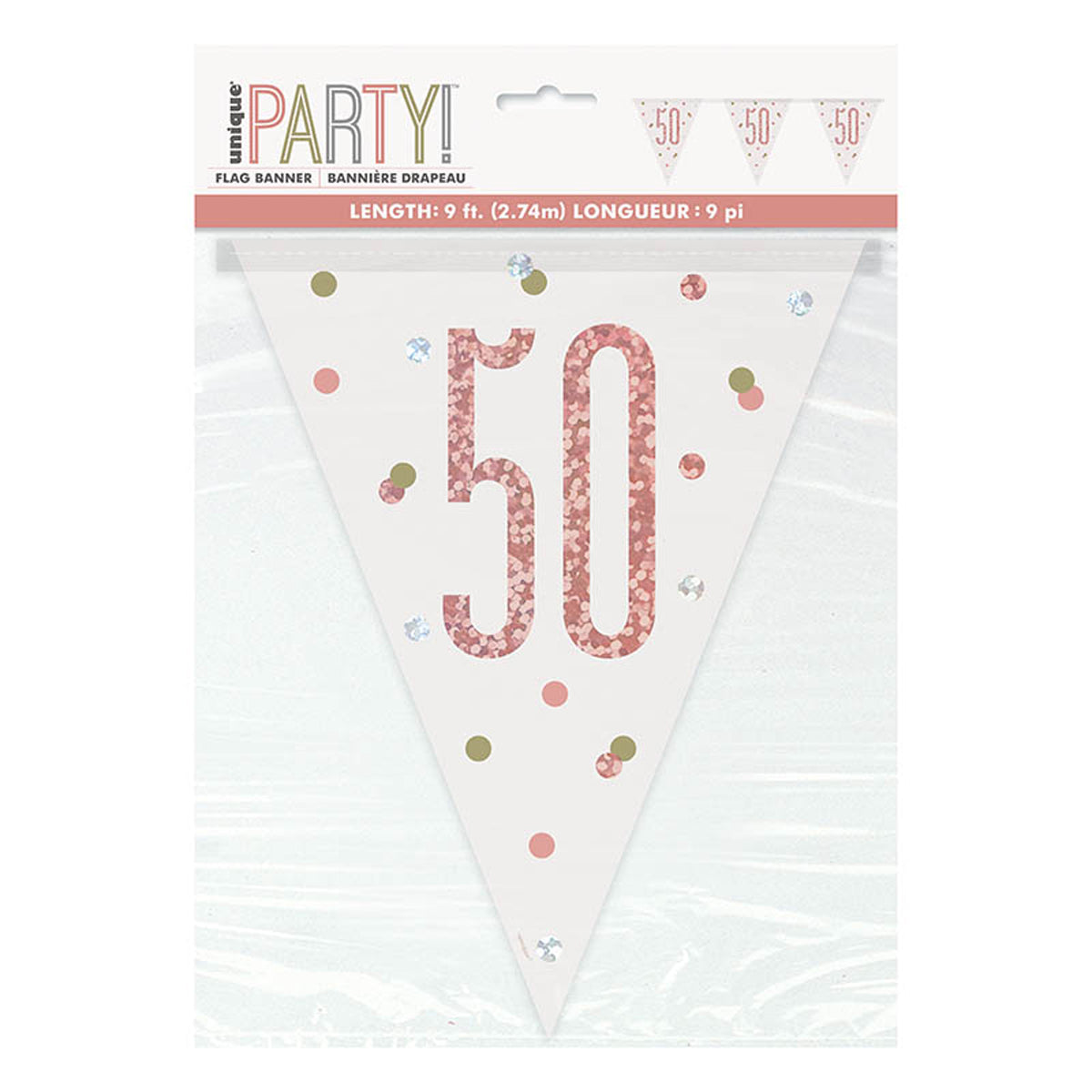 das-kost-mland-happy-birthday-glitz-wimpelkette-50-rosegold-274cm image 2