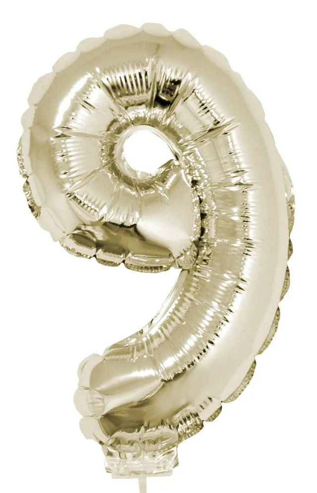 das-kost-mland-zahlen-folienballon-41-cm-champagner-zahl-9-mit-stab image 1