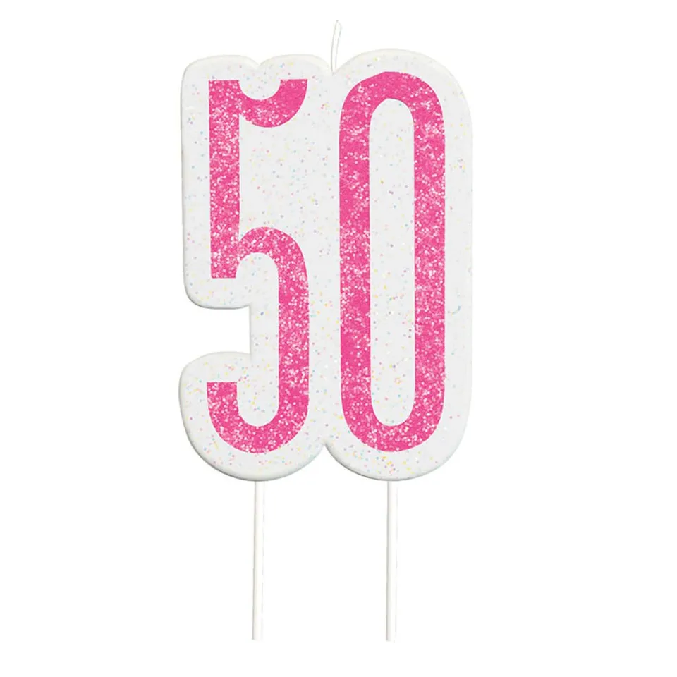 zahlenkerze-picker-glitz-50-geburtstagskerze-pink-glitzer image 1