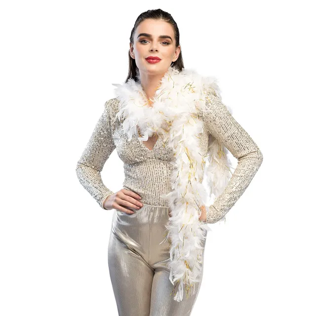 das-kost-mland-glamour-federboa-50-g-wei-gold-180-cm image 1