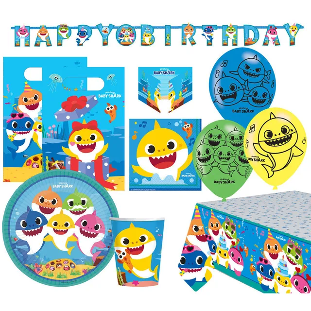 amscan-baby-shark-partygeschirr-becher-8x-250-ml-hai-party image 1