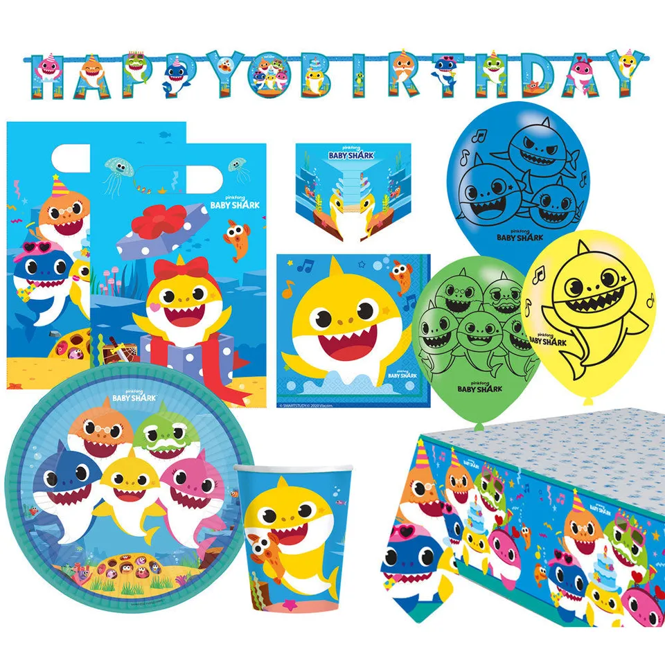amscan-baby-shark-partygeschirr-becher-8x-250-ml-hai-party image 1