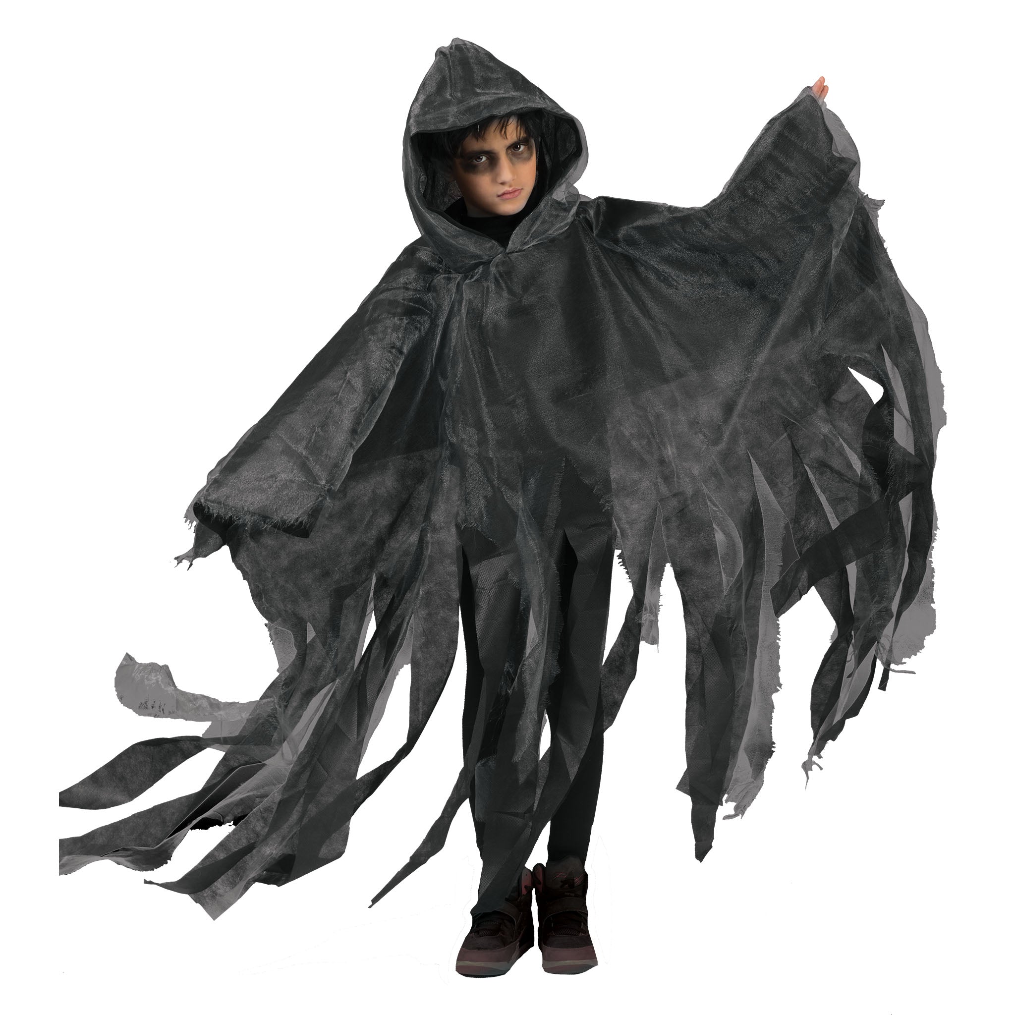 das-kost-mland-halloween-umhang-kapuze-kinder-grau image 1