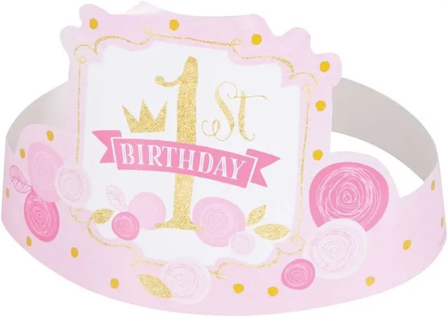 das-kost-mland-partyhut-1st-birthday-pink-gold-6-st-ck-set image 1