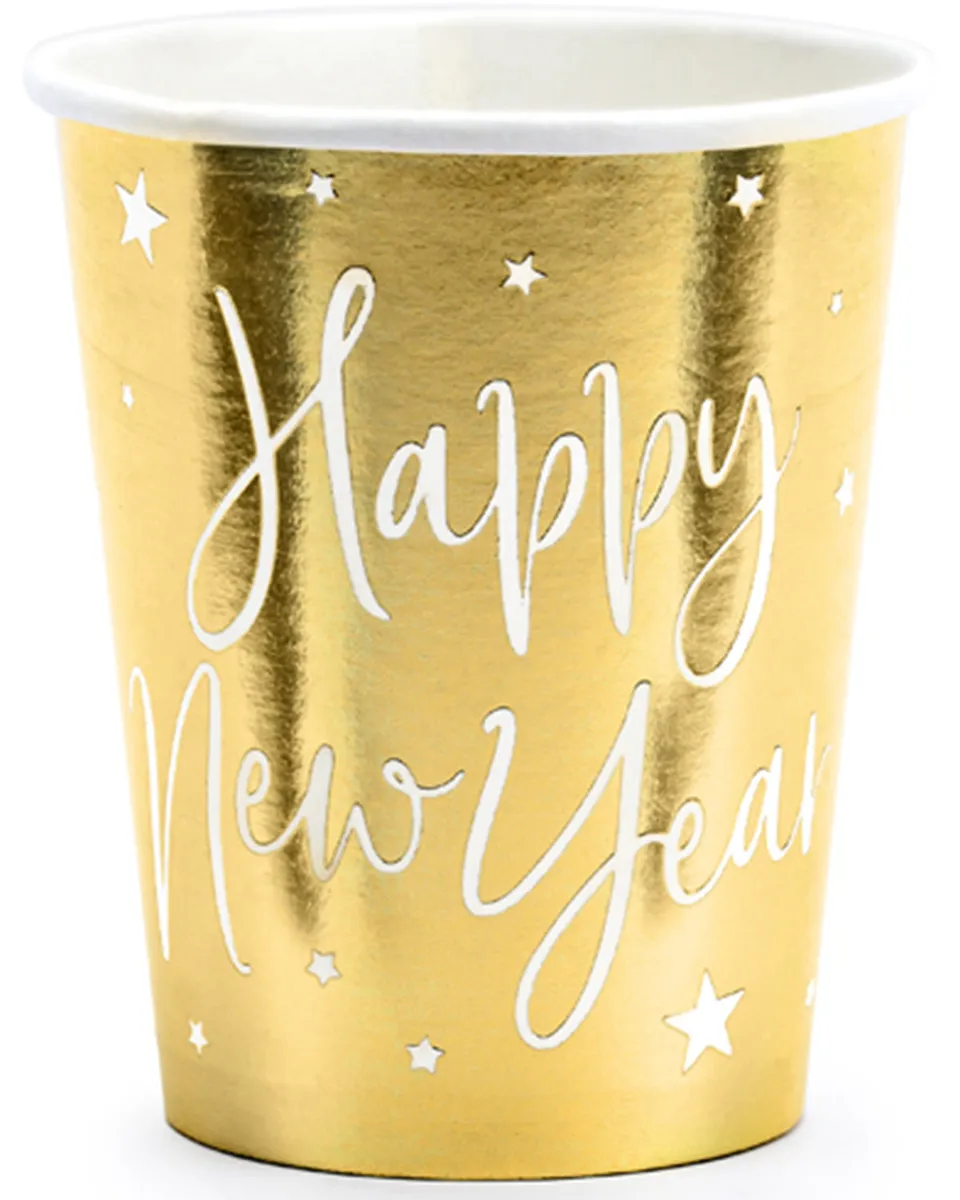 das-kost-mland-happy-new-year-pappbecher-gold-6x-220ml image 1