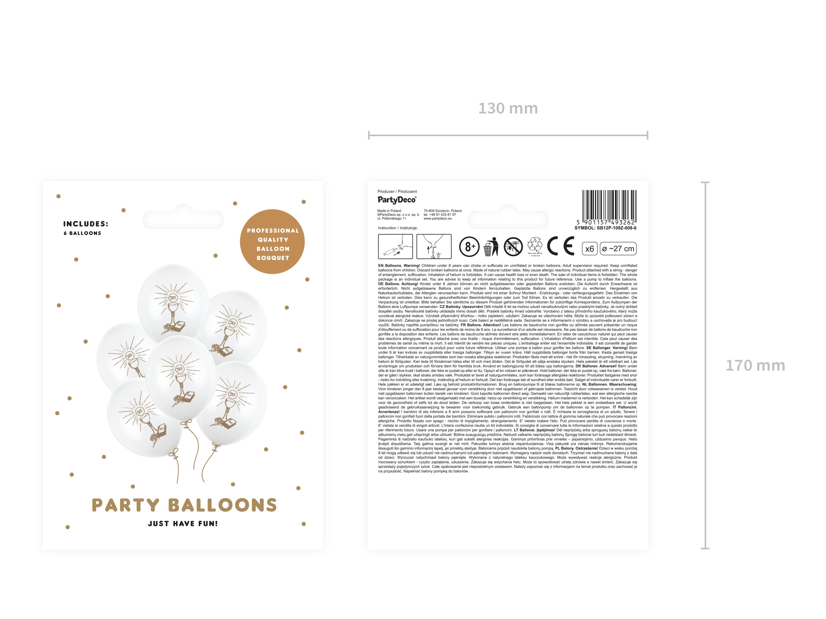 das-kost-mland-kommunion-luftballon-30cm-6stk-wei-gold image 2
