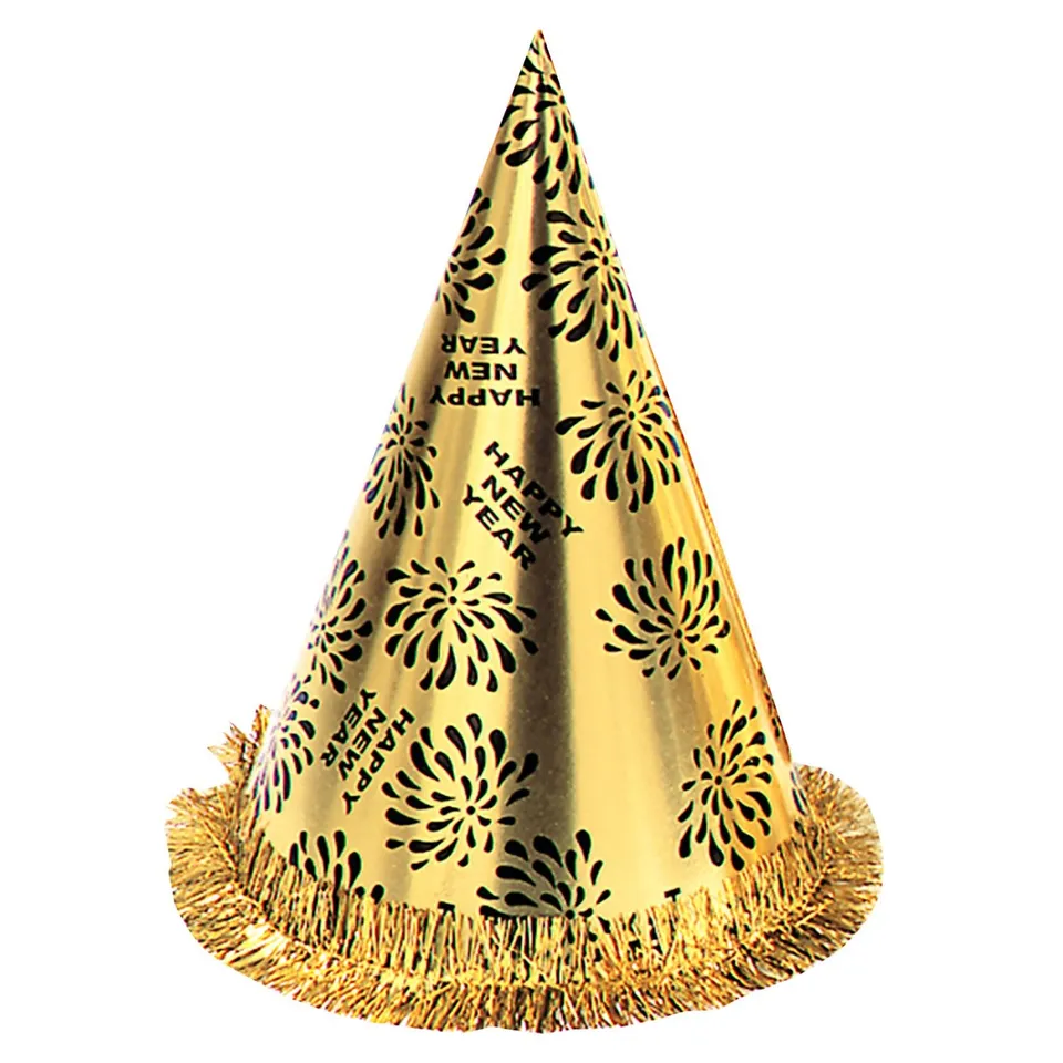 das-kost-mland-accessoires-kegelhut-happy-new-year-gold-28-cm image 1