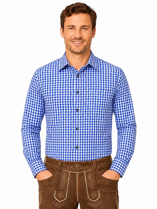 das-kost-mland-trachtenhemd-anton-herren-blau-wei-kariert image 1