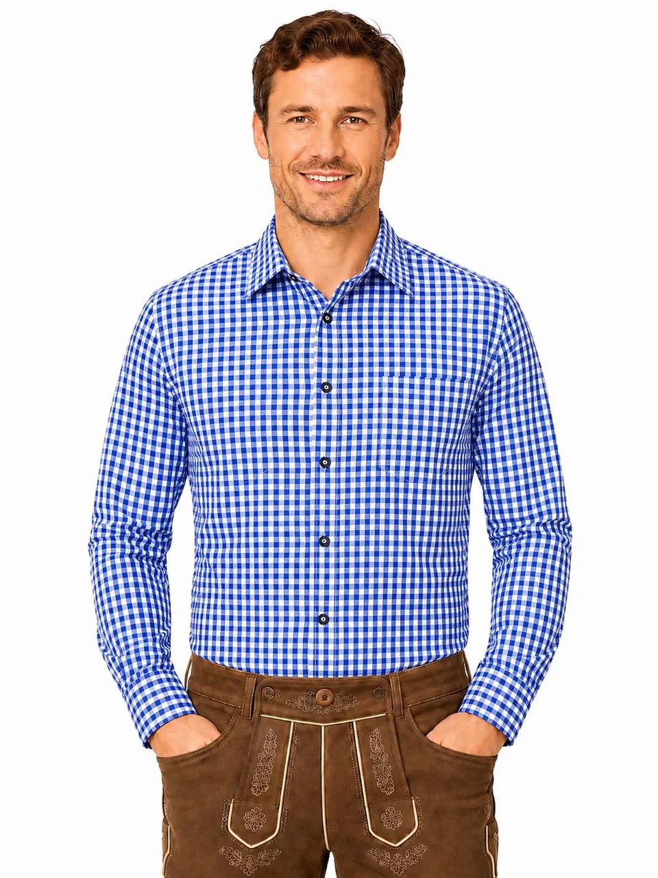 das-kost-mland-trachtenhemd-anton-herren-blau-wei-kariert image 1