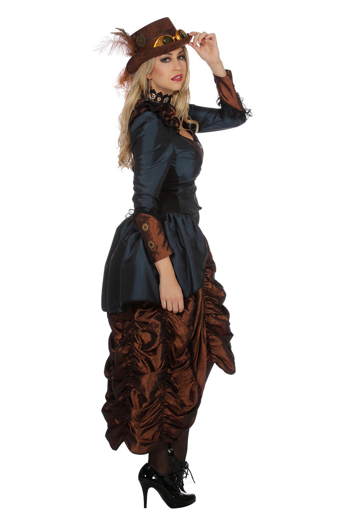 steampunk-lady-blue-kost-m-kleid-damen-blau-braun-320341 image 2