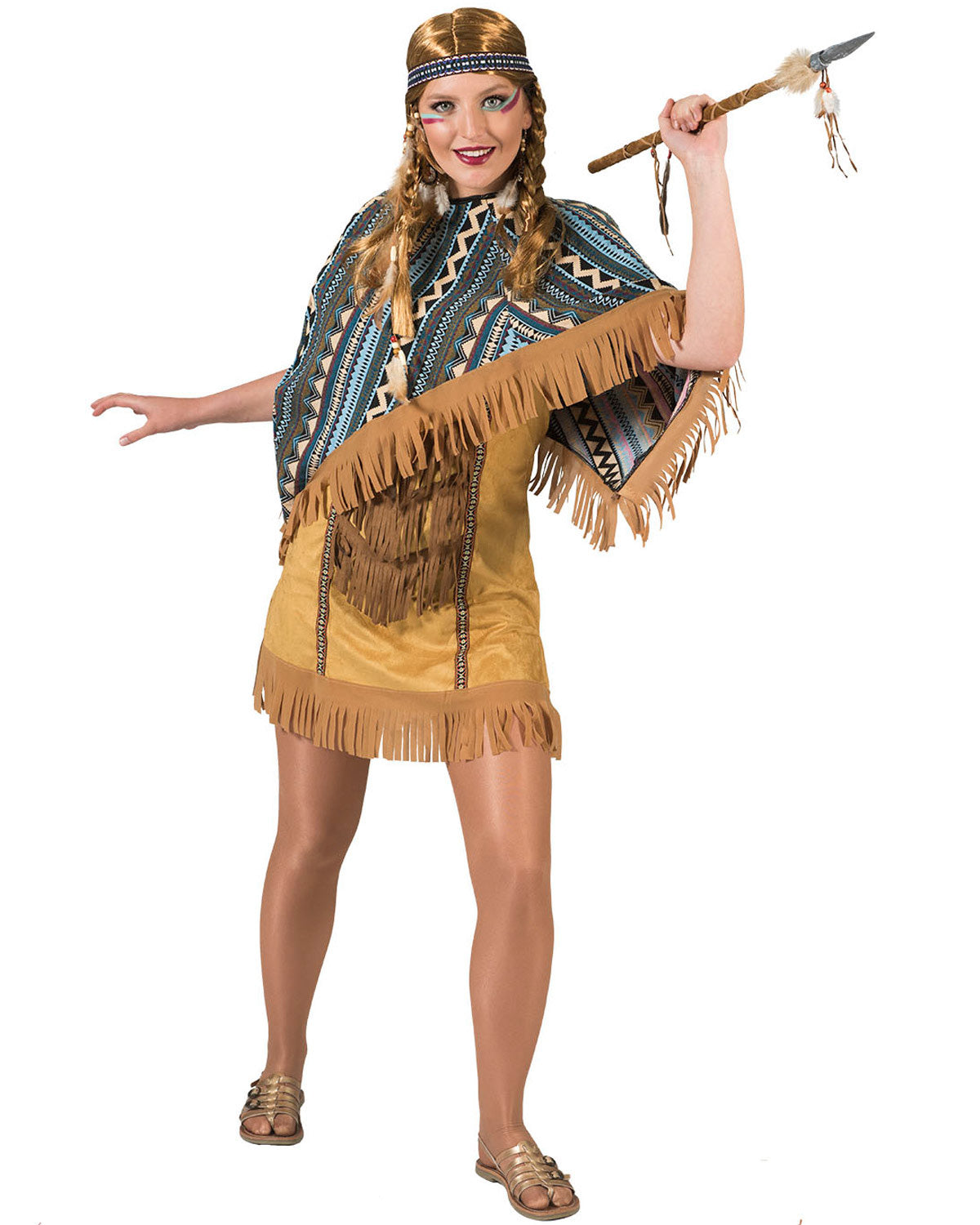 das-kost-mland-damen-indianerin-cherokee-kost-m-kurz-poncho image 3