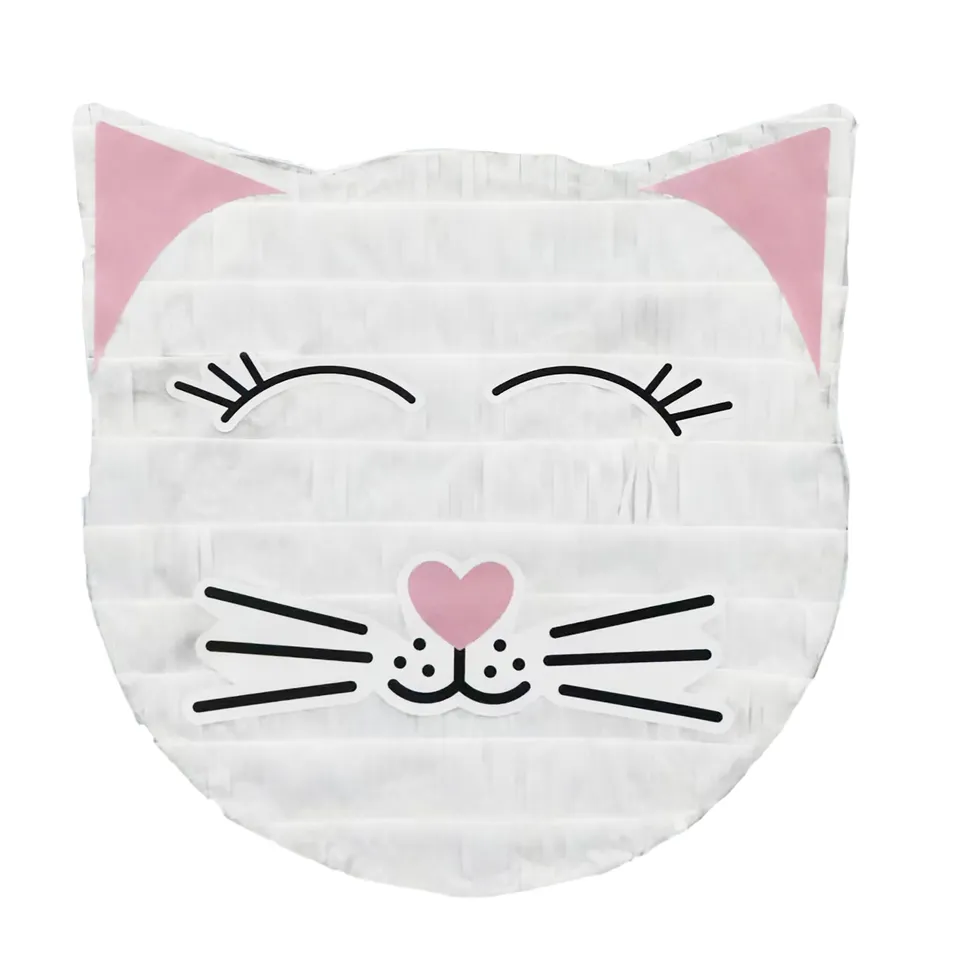 das-kost-mland-dekorationen-pinata-k-tzchen-wei-rosa-33cm image 1