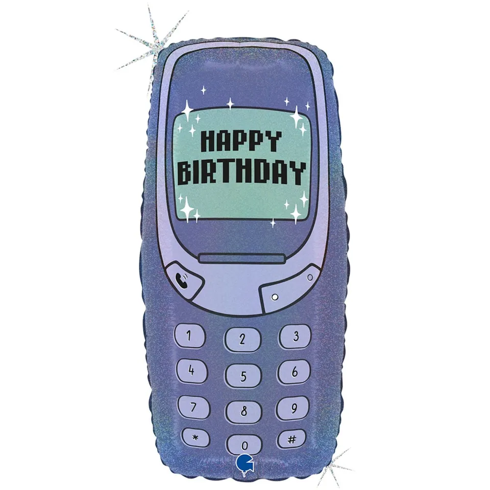 das-kost-mland-dekorationen-shape-folienballon-telefon-happy-birthday-58cm image 1