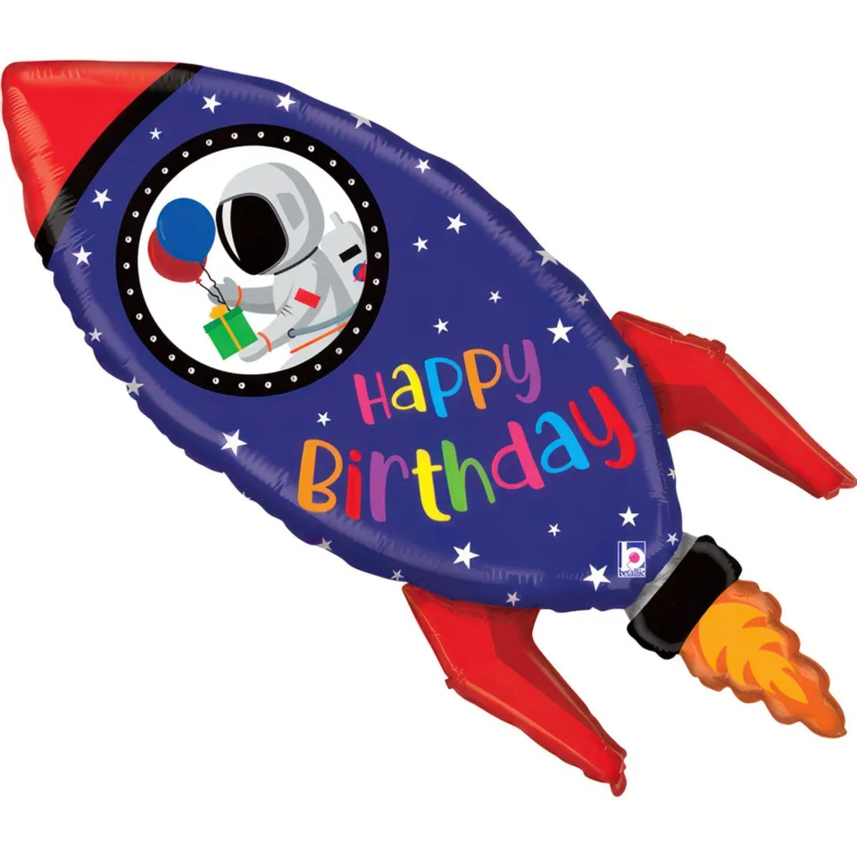 das-kost-mland-happy-birthday-rakete-folienballon-91-cm image 1