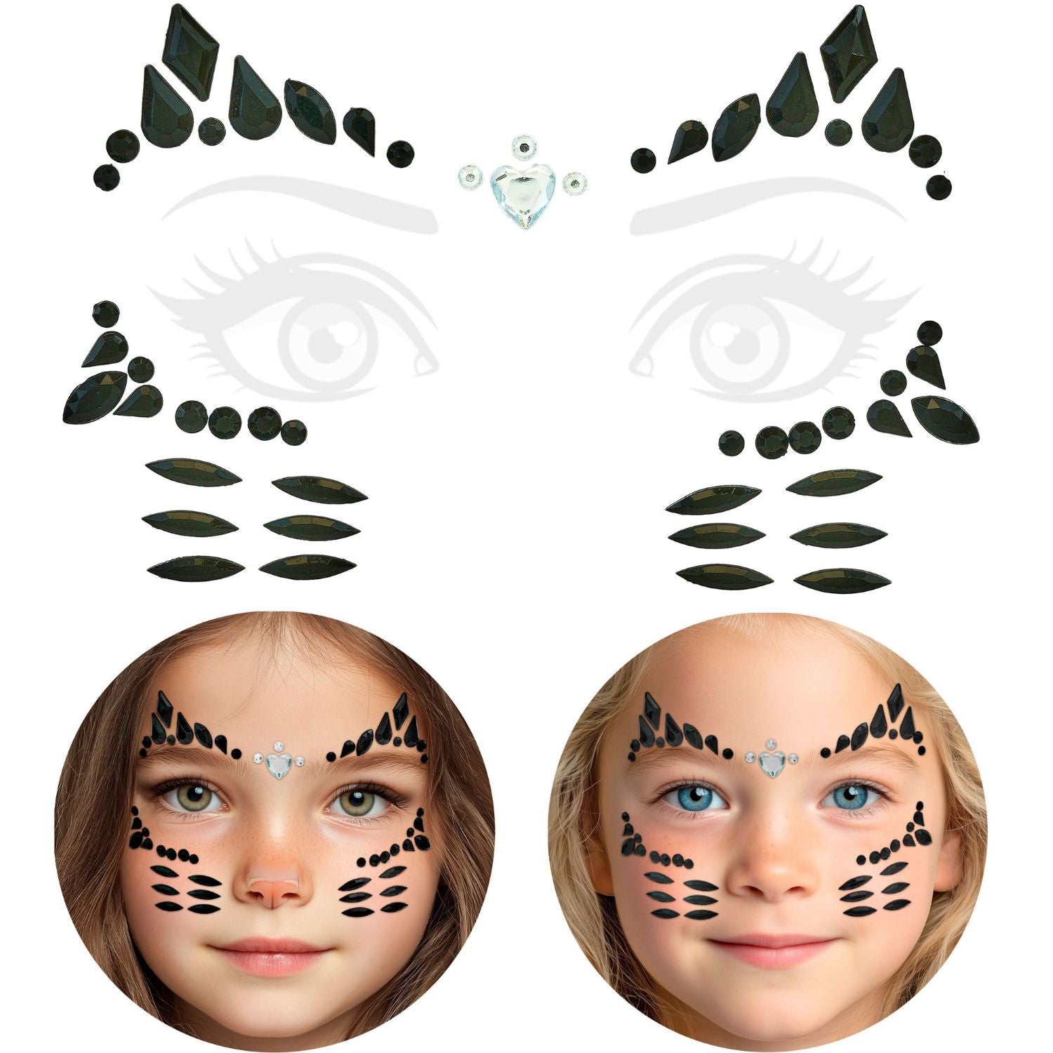 face-jewels-katze-gesichtsschmuck-mehrfarbig-selbstklebend image 3