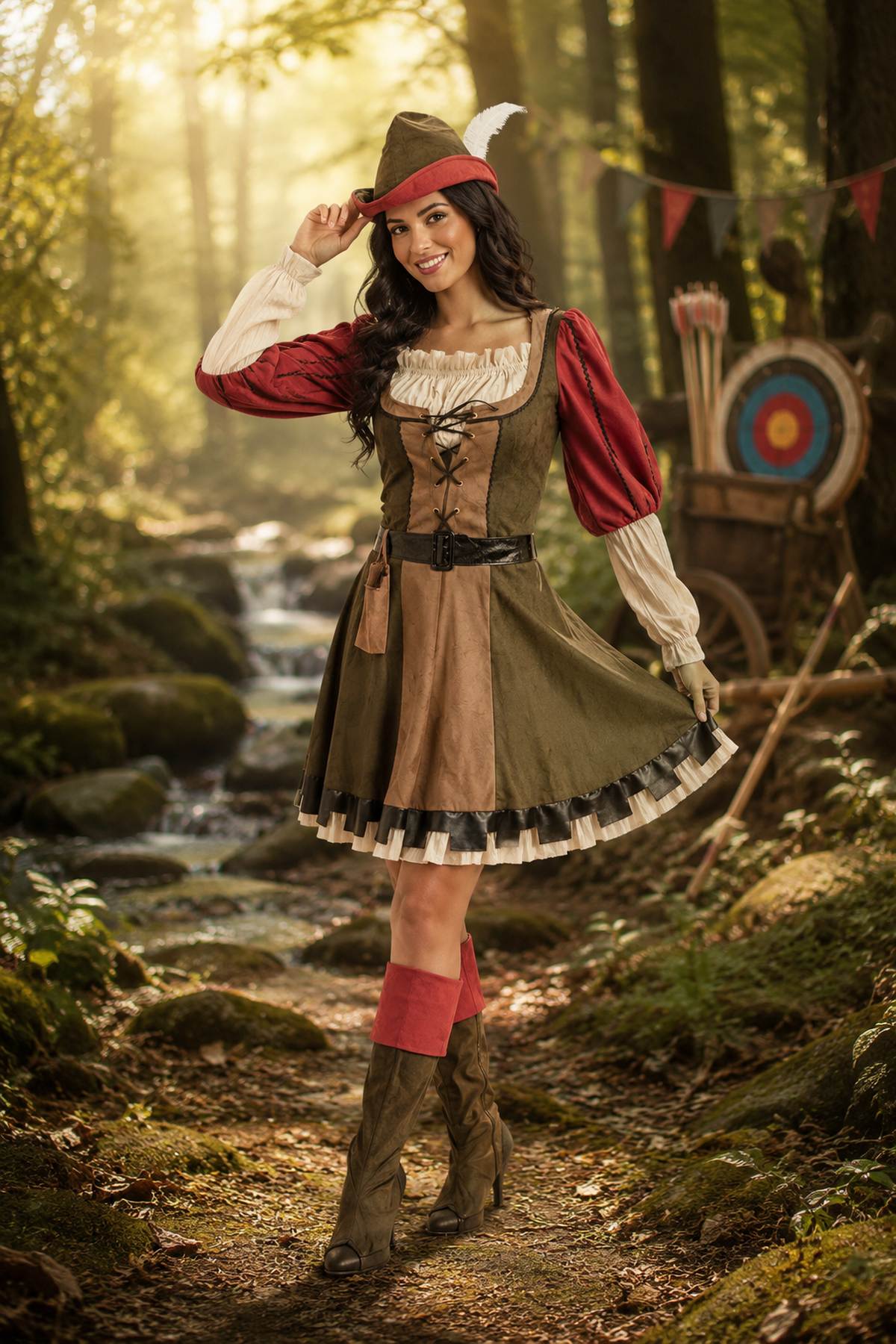 das-kost-mland-lady-marian-robin-hood-kost-m-gr-n-rot image 5