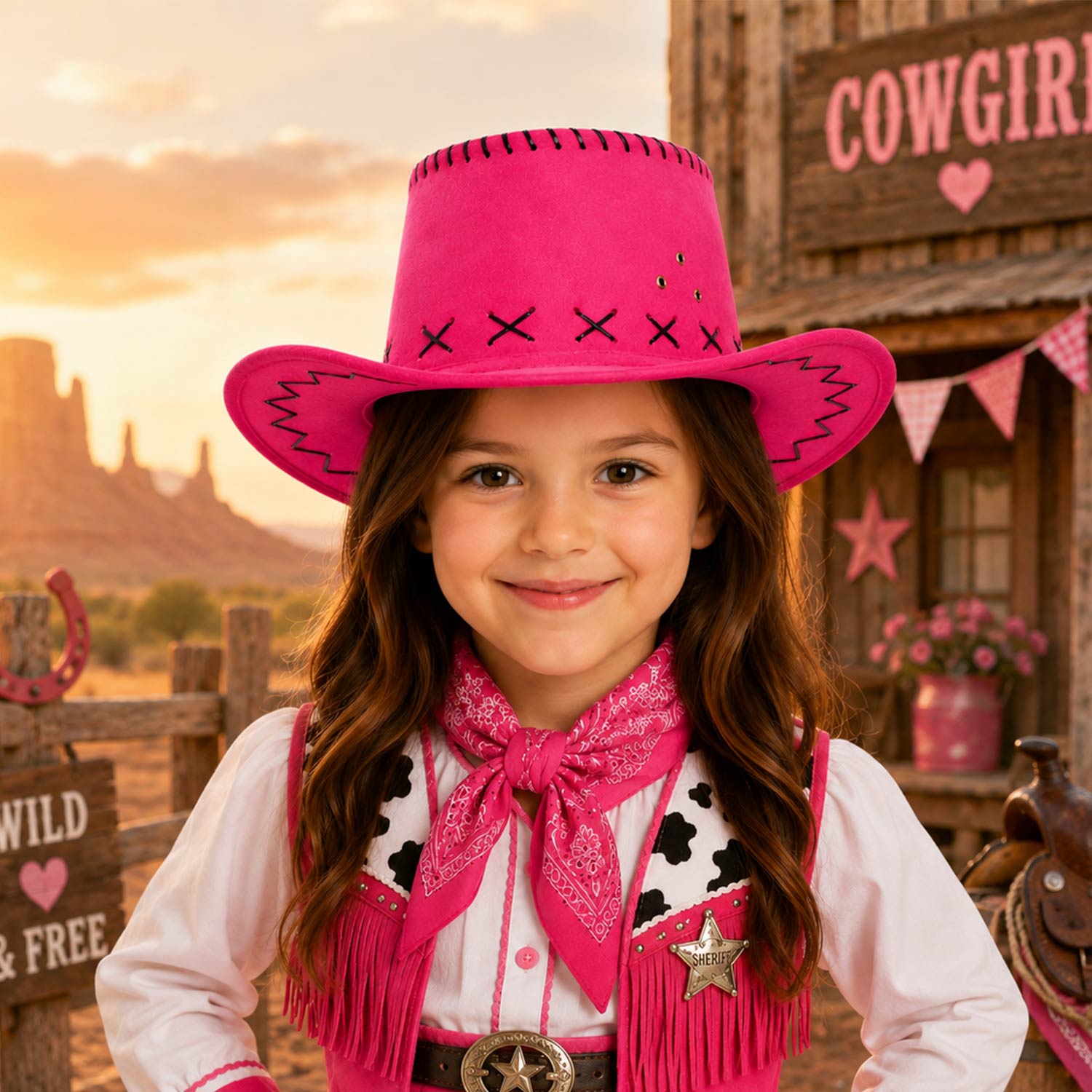 das-kost-mland-accessoires-cowboyhut-kinder-pink-western-48-cm image 3
