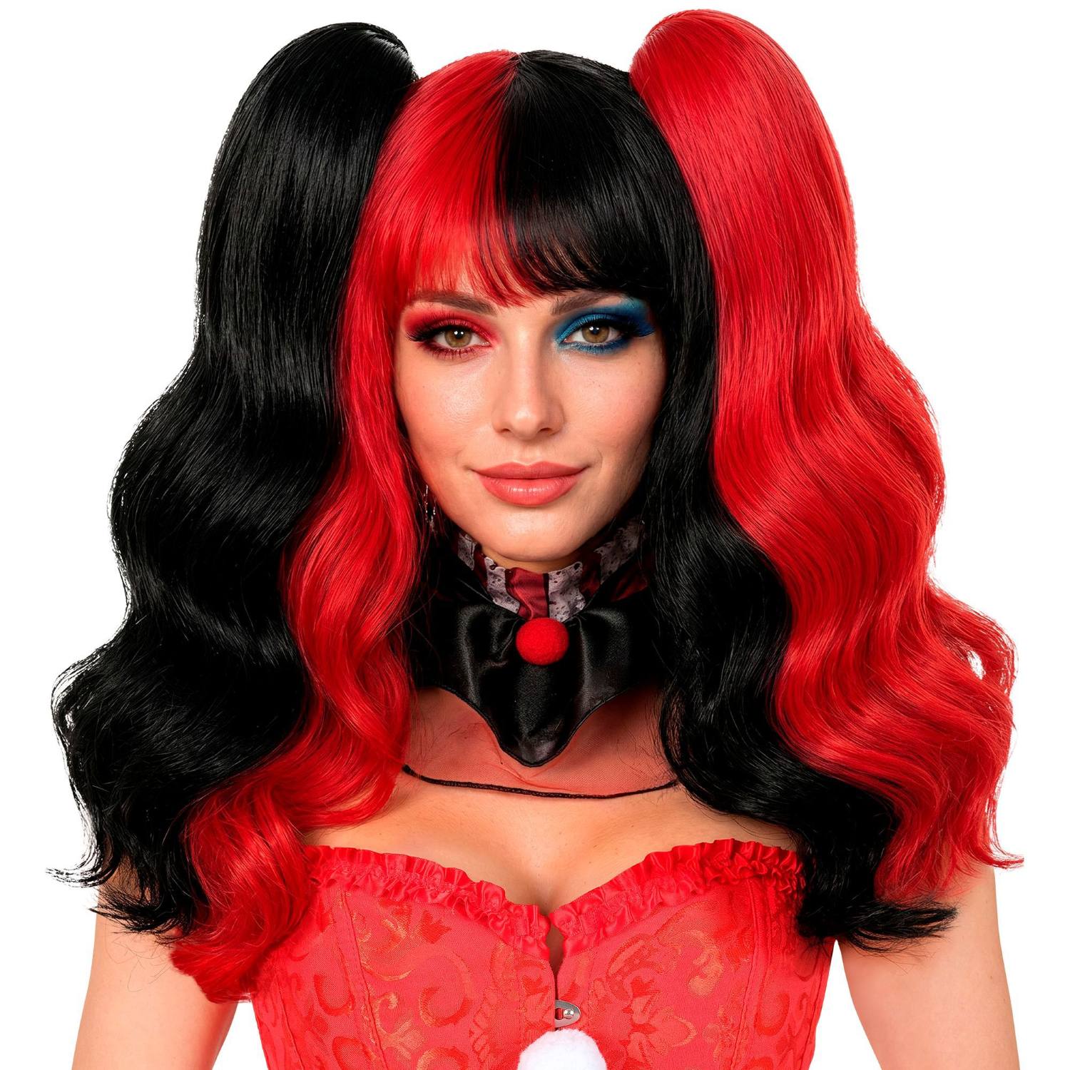 das-kost-mland-harlekin-per-cke-extensions-schwarz-rot image 1