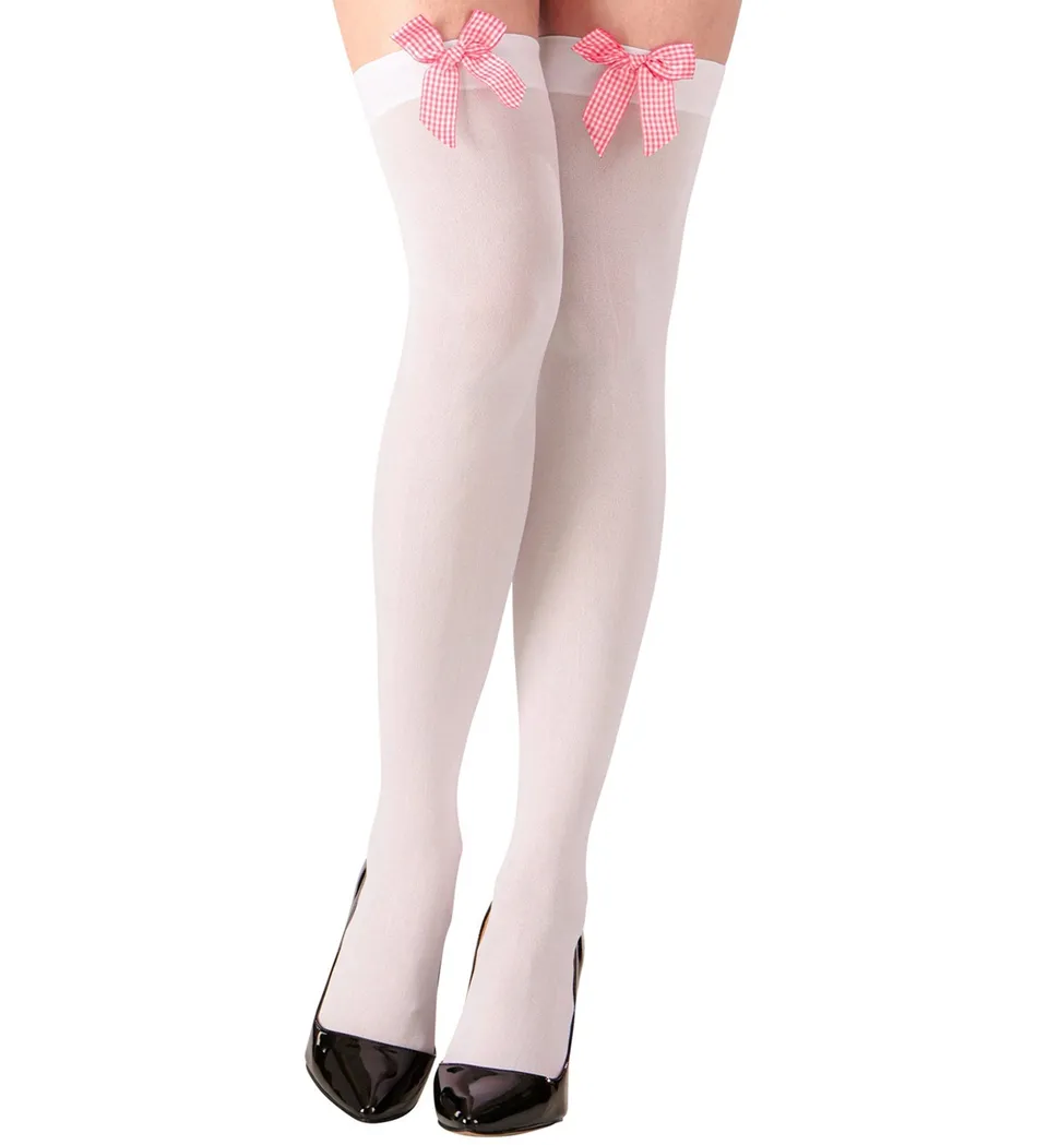das-kost-mland-dekorationen-halterlose-str-mpfe-wei-rosa-schleife image 1