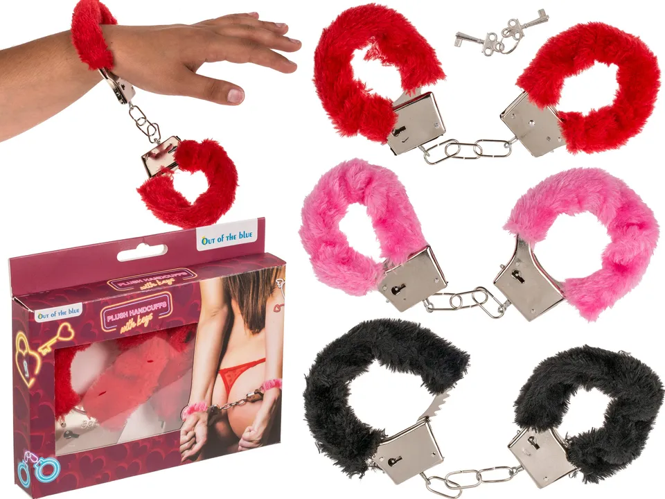 das-kost-mland-pl-sch-handschellen-deko-3-farbig-metall-mit-schl-ssel image 1