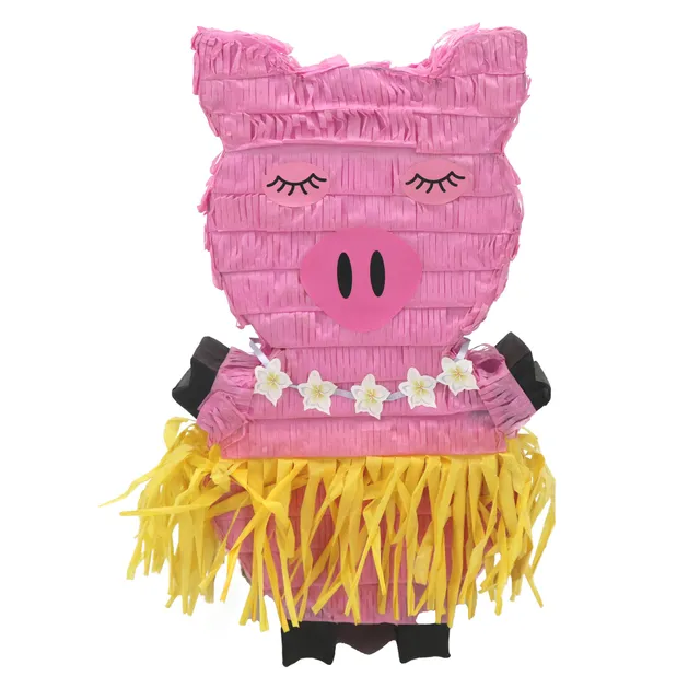 das-kost-mland-pinata-rosa-schweinchen-mit-bastrock image 1