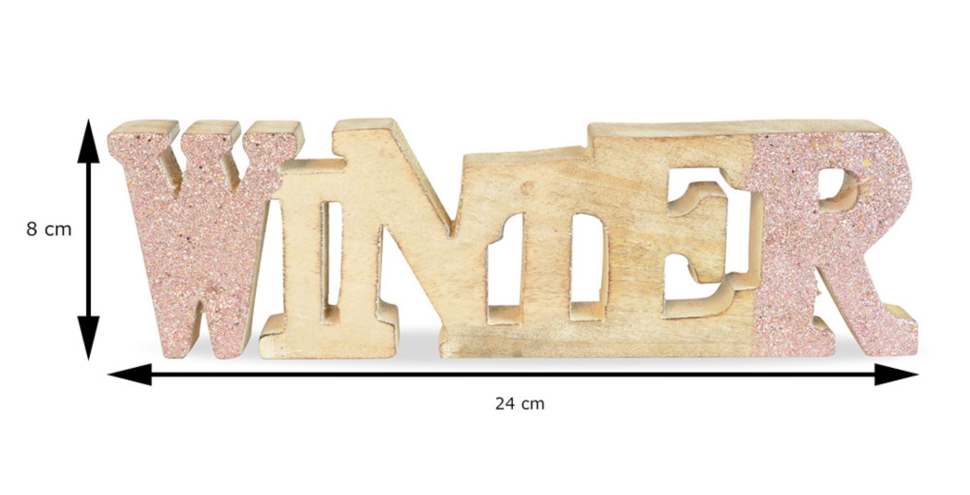 riffelmacher-winter-schriftzug-24cm-mangoholz-natur-rosa-deko image 7