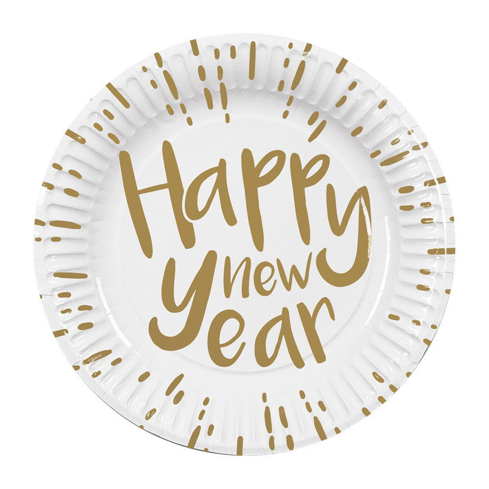 das-kost-mland-happy-new-year-pappteller-gold-10-st-ck-23-cm image 1