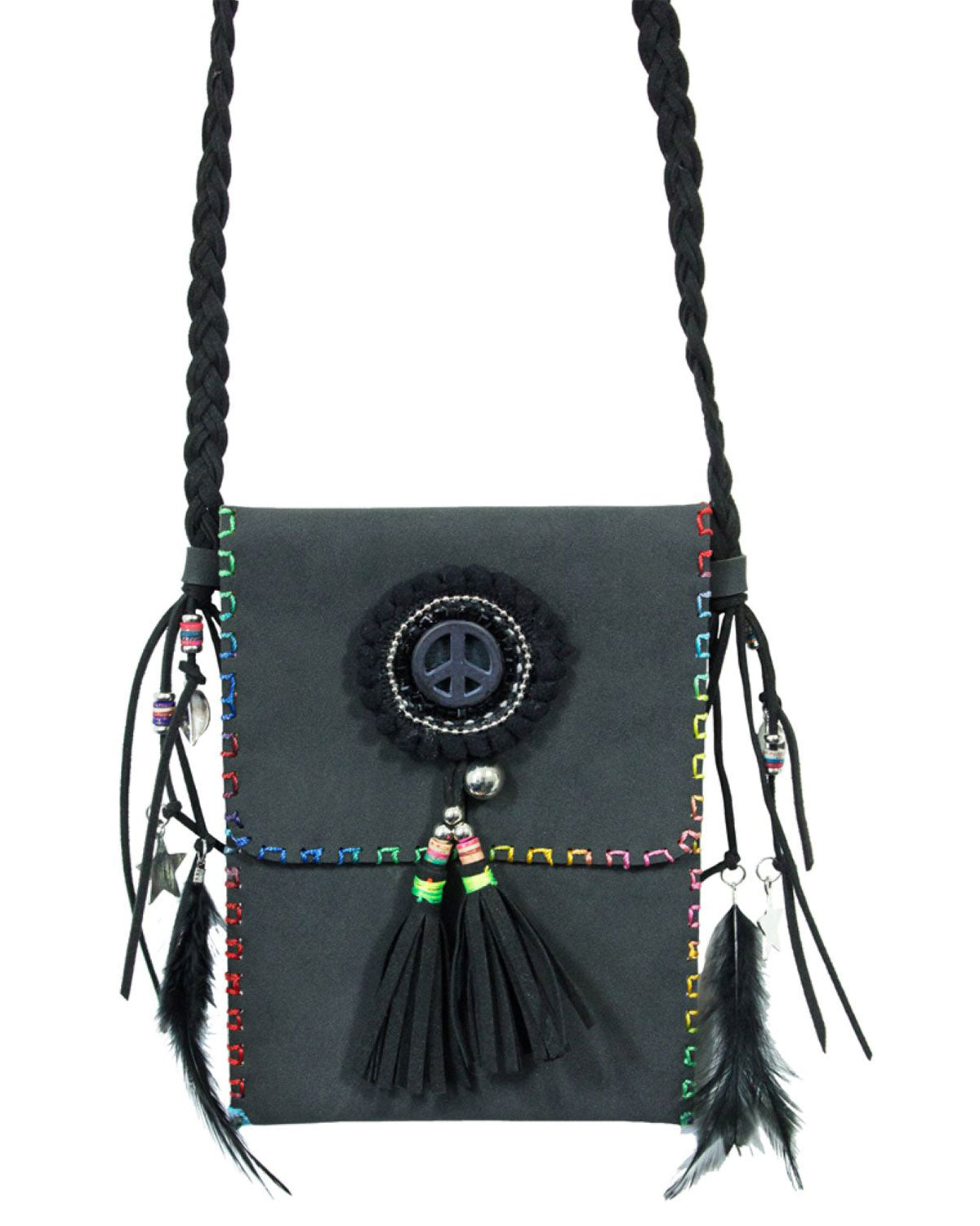 das-kost-mland-ethno-umh-ngetasche-tasche-federn-schwarz image 5