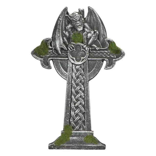 das-kost-mland-dekorationen-grabstein-kreuz-teufel-deko-grau-55-cm image 1