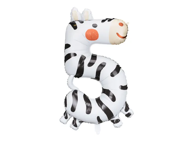 das-kost-mland-dekorationen-xxl-zahlen-folienballon-98-cm-zebra-zahl-5 image 1
