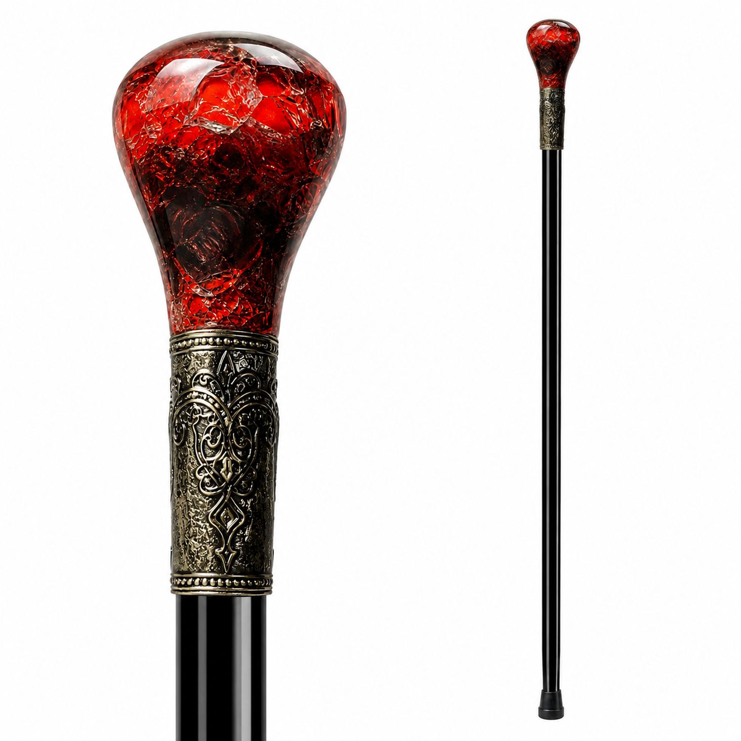 das-kost-mland-accessoires-gehstock-rubin-spinne-93cm-schwarz-rot image 1