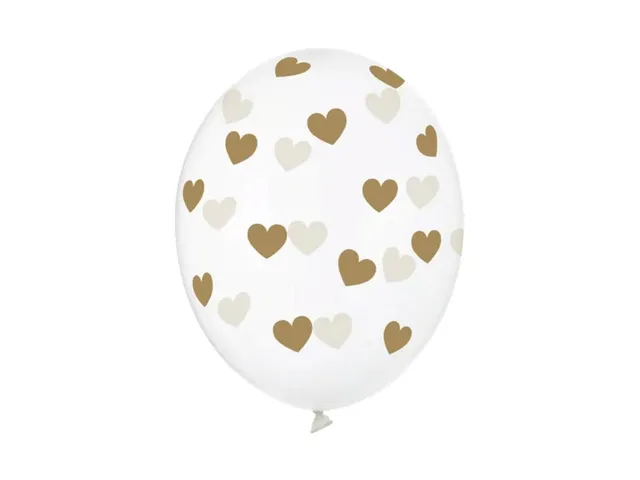 das-kost-mland-goldene-herzen-luftballon-30cm-6-stk-crystal-clear image 1