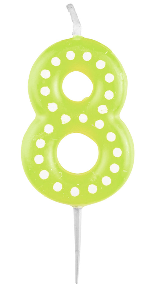 das-kost-mland-zahlenkerze-mit-punkten-gr-n-nr-8-6-5cm image 1