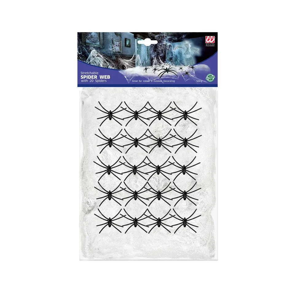 das-kost-mland-halloween-spinnennetz-500g-mit-20-spinnen image 1