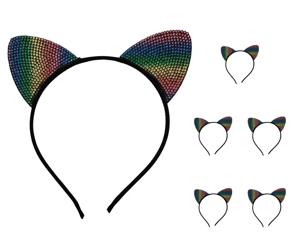 das-kost-mland-katzenohren-haarreif-rainbow-bunt-5er-set image 1