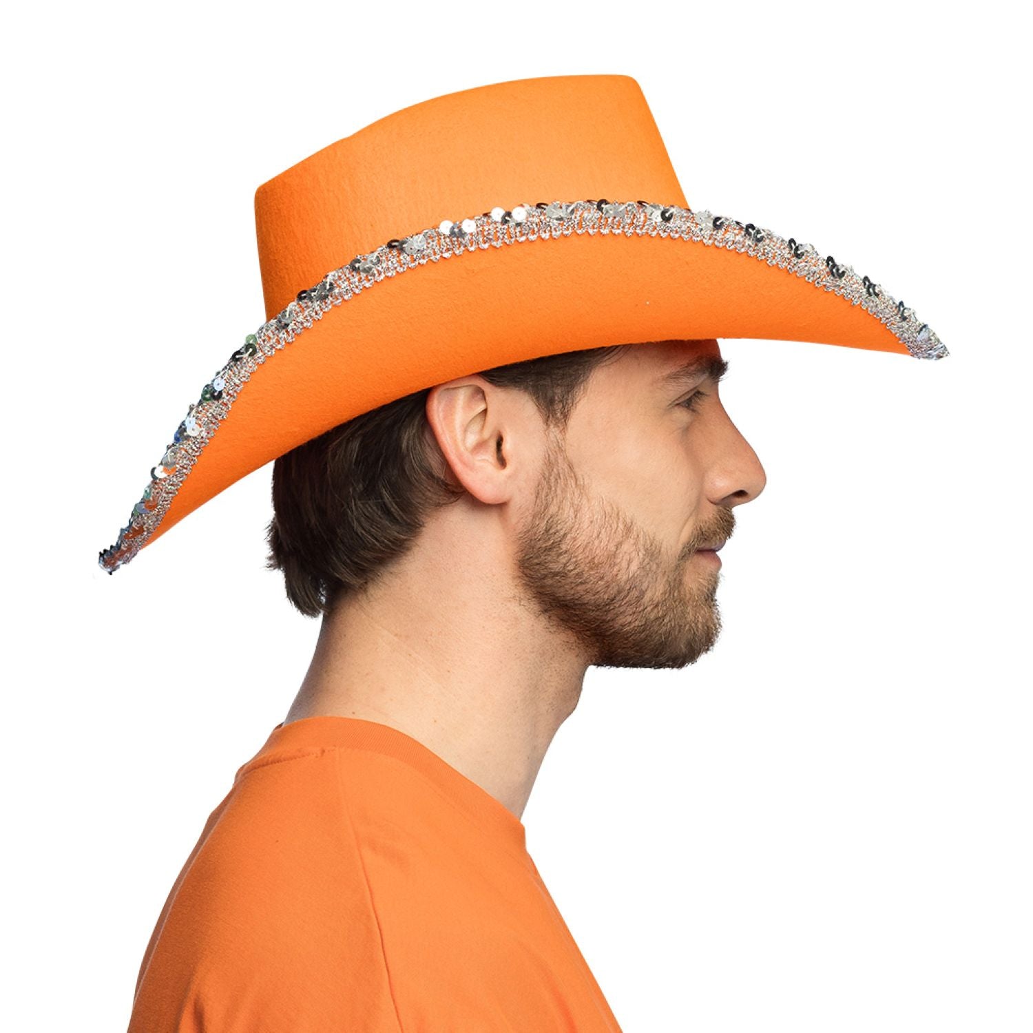 das-kost-mland-spark-cowboyhut-neon-orange-paillettenhut-58-cm image 4