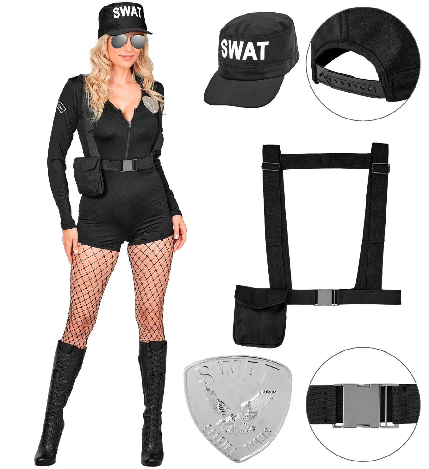 das-kost-mland-damen-s-w-a-t-agentin-kost-m-4-tlg-schwarz image 2