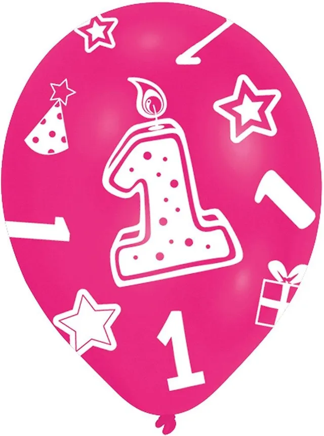 das-kost-mland-dekorationen-1-geburtstag-luftballons-pink-6-st-ck image 1