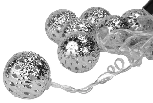 led-kugel-lichterkette-silber-160cm-metall-timer-batterie image 1