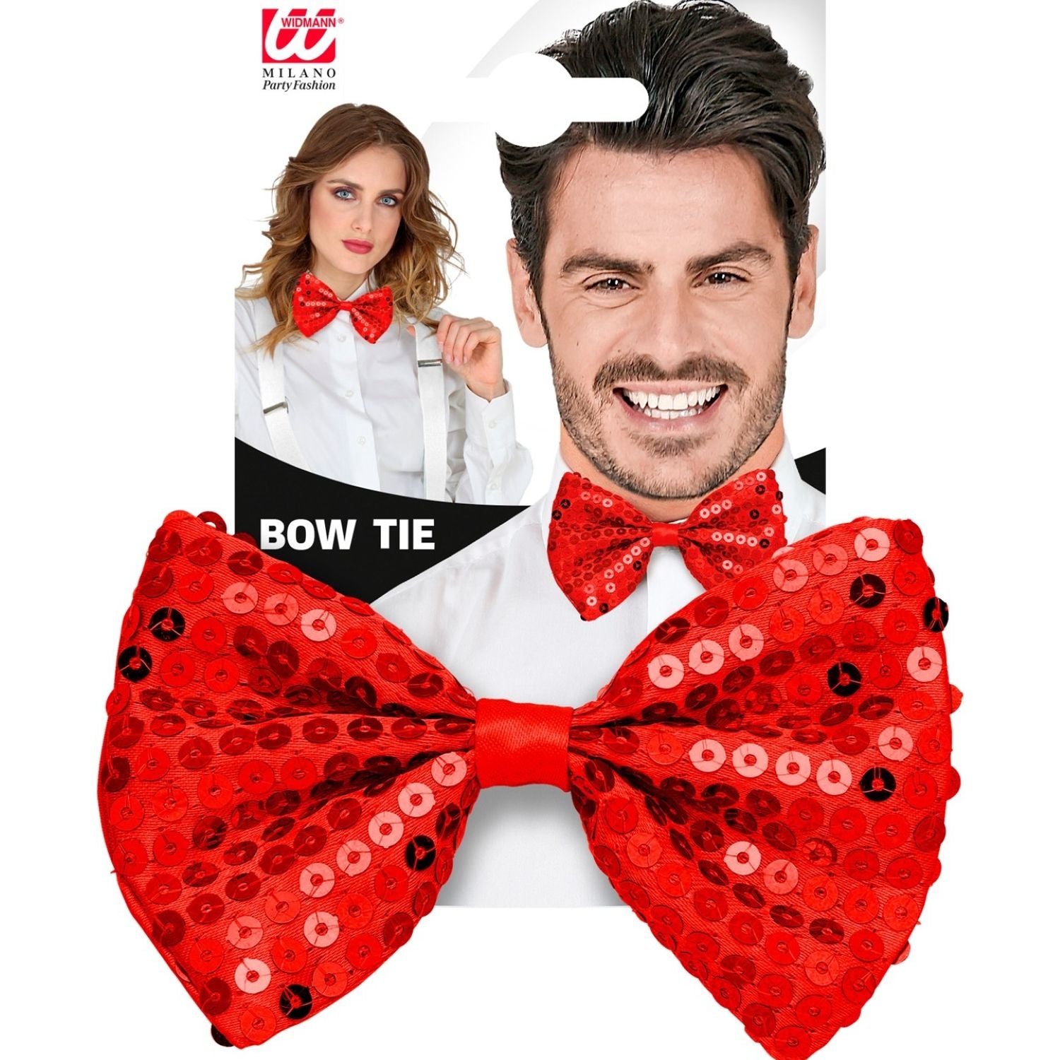das-kost-mland-accessoires-fliege-pailetten-rot-glitzerfliege-polyester image 2