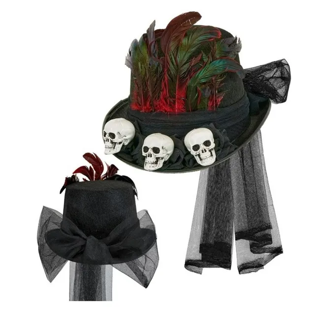 das-kost-mland-voodoo-zylinder-totenkopf-hut-schwarz image 1