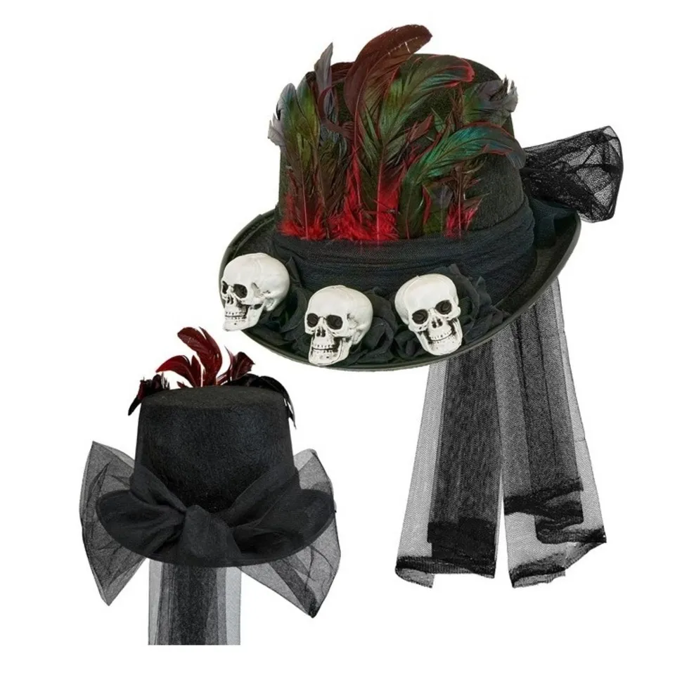 das-kost-mland-voodoo-zylinder-totenkopf-hut-schwarz image 1