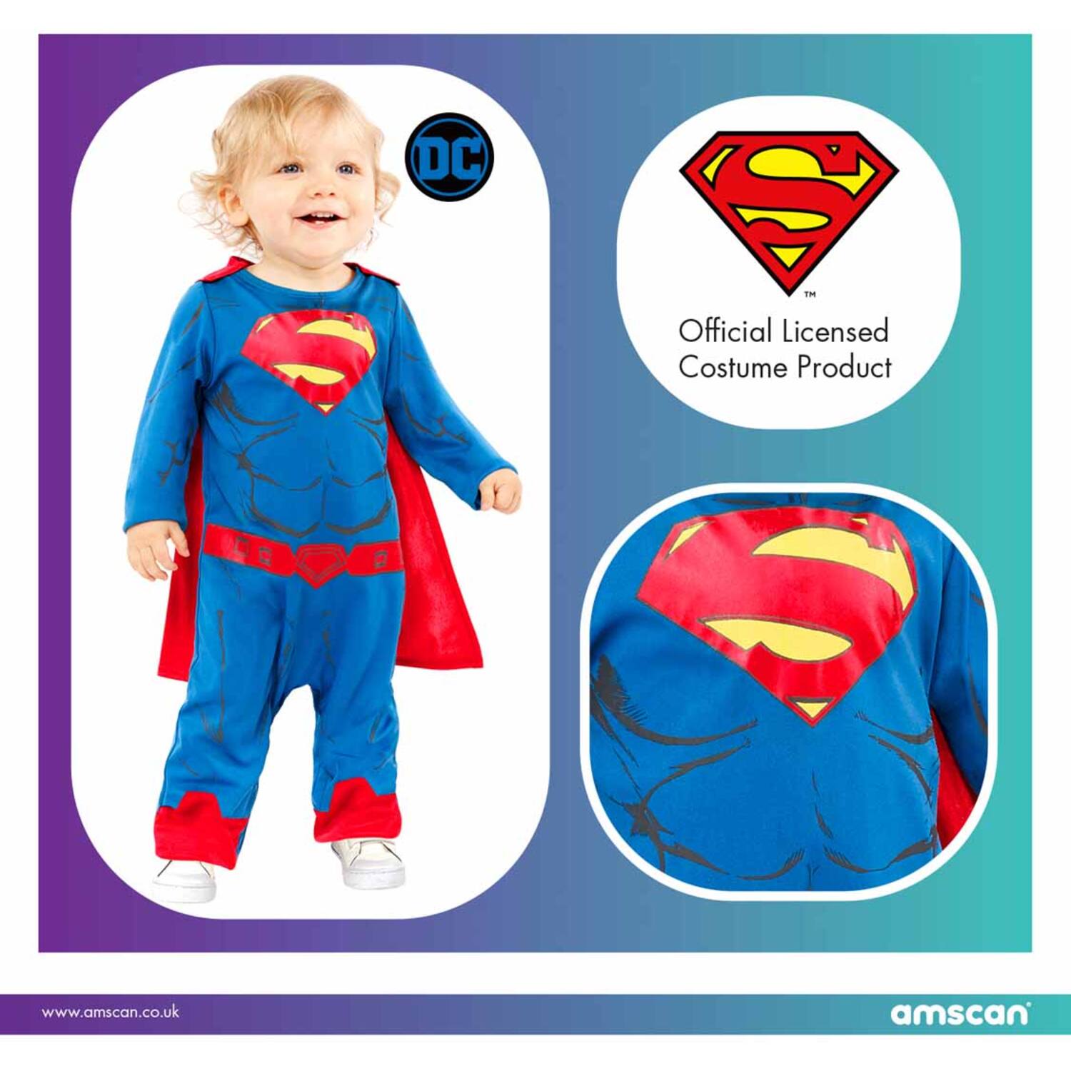 superman-kost-m-kinder-2-3-jahre-blau-rot-overall-mit-umhang image 2