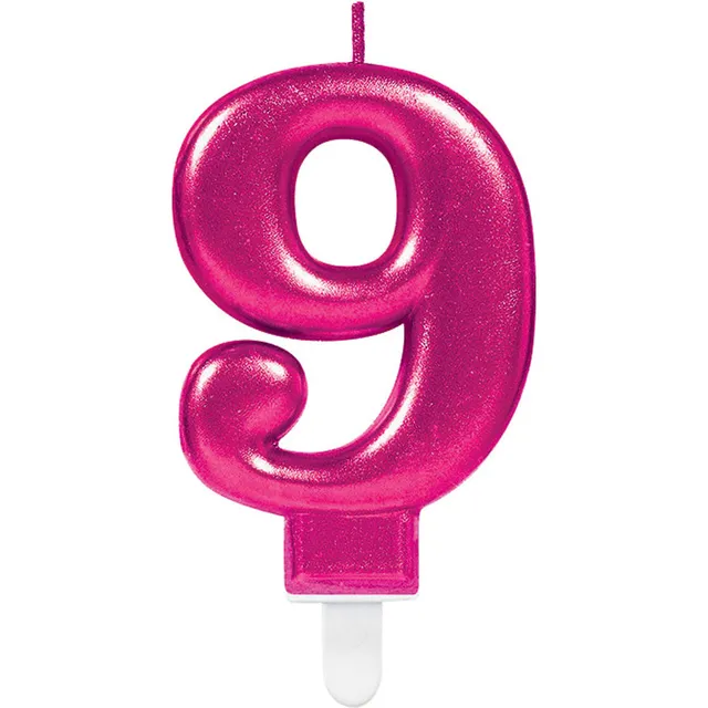 das-kost-mland-sparkling-celebrations-zahlenkerze-9-metallic-pink-9-3cm image 1