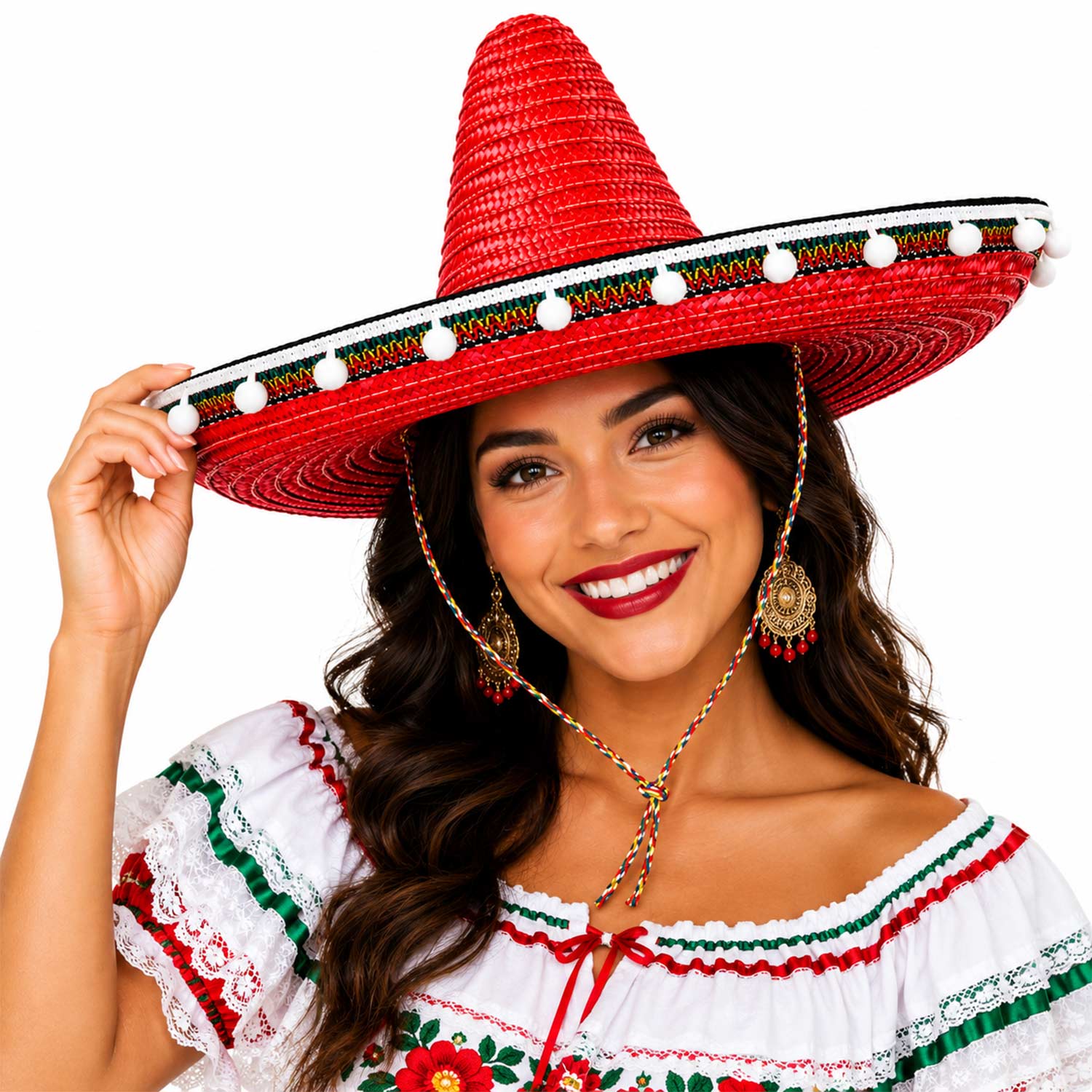 das-kost-mland-sombrero-mit-troddeln-rot-60-cm image 3
