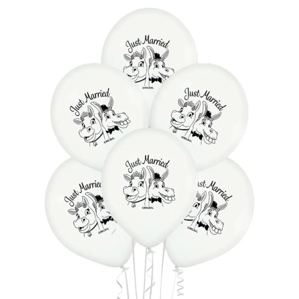 das-kost-mland-dekorationen-just-married-luftballon-30cm-6-stk-wei image 1
