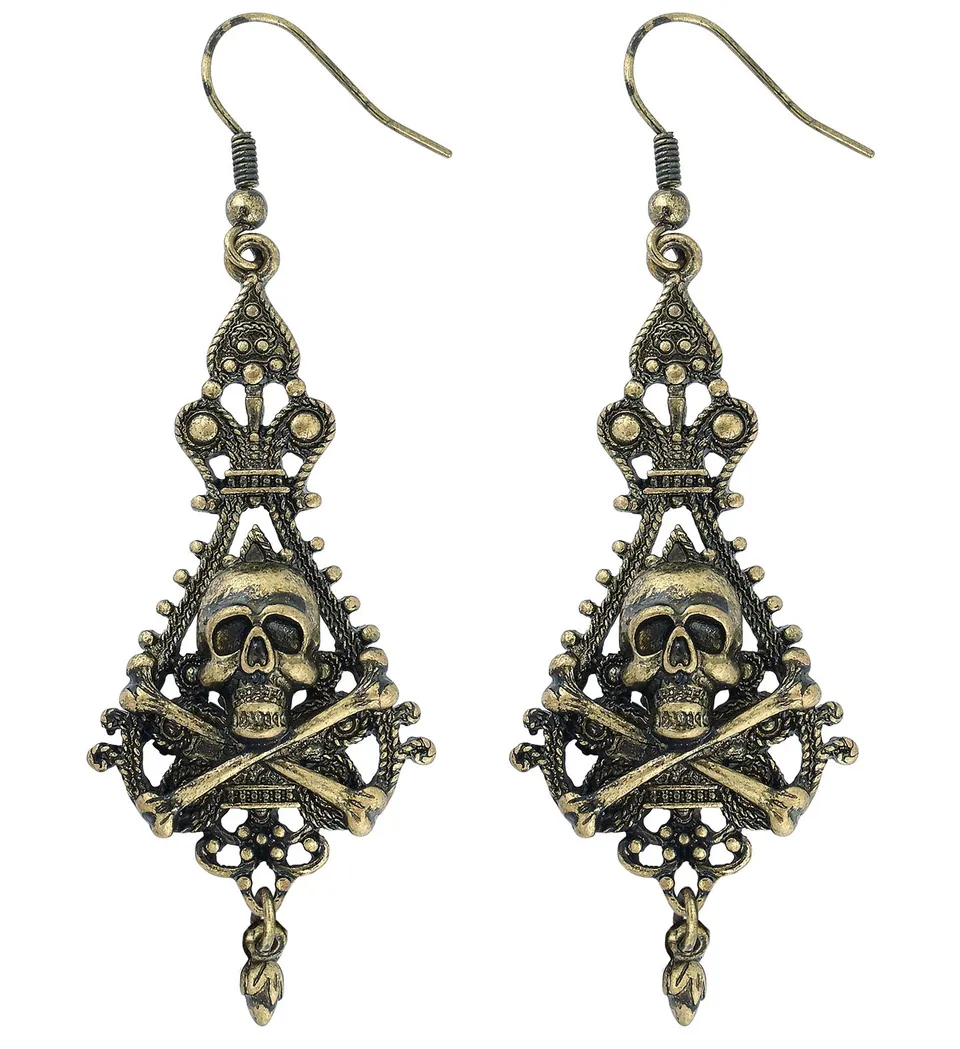 das-kost-mland-piraten-ohrringe-totenkopf-gold-schmuck image 1