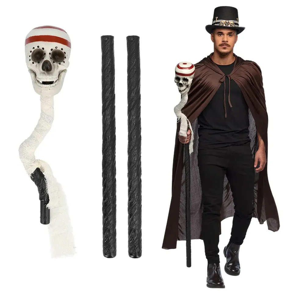 das-kost-mland-halloween-stab-skull-150cm-totenkopf-schwarz image 1